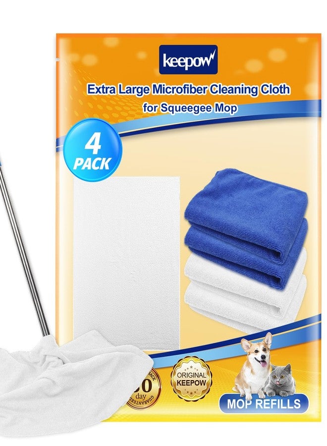 كيباو مجموعة KEEPOW من 4 قطع من مناشف التنظيف المصنوعة من الألياف الدقيقة كبيرة الحجم، مقاس 30 × 20 بوصة، مناسبة لممسحة الزجاج، قابلة للغسل وإعادة الاستخدام لتنظيف الزجاج والنوافذ والمكاتب والسيارات، عالية الامتصاص، لا تترك وبرًا أو خطوطًا (أبيض وأزرق) - Image 1